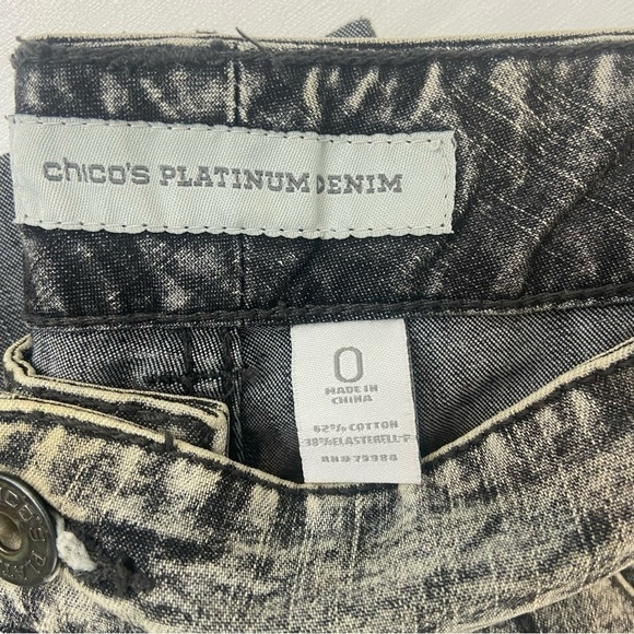 CHICOS Platinum Denim Black Gray Acid Wash Crop Chicos Size 0-Women’s Size 4 - Picture 5 of 11